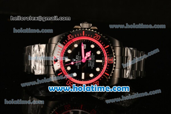 Rolex Sea-Dweller Deepsea Asia 2813 Automatic PVD Case/Strap with Black Dial and Hot Pink Diver Index - Click Image to Close